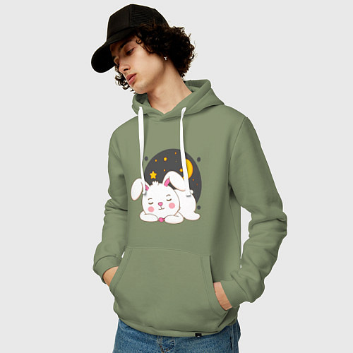 Мужская толстовка-худи Спящий Зайка / Авокадо – фото 3