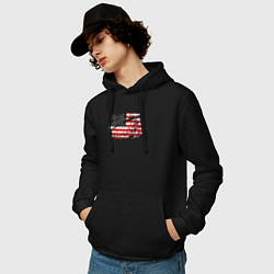 Толстовка-худи хлопковая мужская Флаг США с хоккеистом, цвет: черный — фото 2