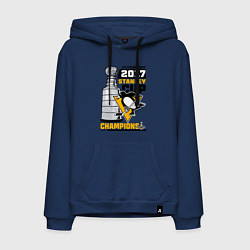 Толстовка-худи хлопковая мужская Питтсбург Пингвинз НХЛ, цвет: тёмно-синий