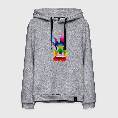 Мужская толстовка-худи Радужный кролик / Меланж – фото 1