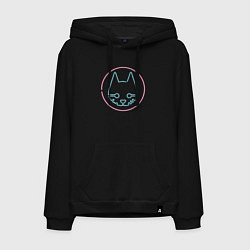 Толстовка-худи хлопковая мужская Stray logo neon, цвет: черный