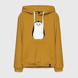 Толстовка-худи хлопковая мужская Красивый пингвин, цвет: горчичный