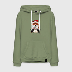 Толстовка-худи хлопковая мужская Christmas smile foxy, цвет: авокадо