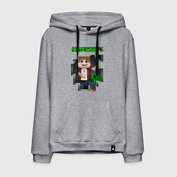 Толстовка-худи хлопковая мужская Майнкрафт криппер, цвет: меланж