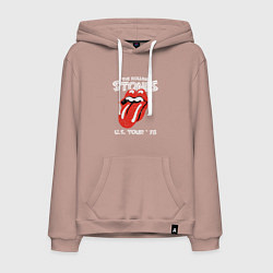 Толстовка-худи хлопковая мужская The Rolling Stones 78, цвет: пыльно-розовый