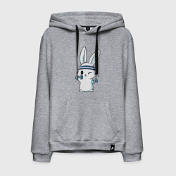 Толстовка-худи хлопковая мужская Прикольный зайчишка пауэрлифтер, цвет: меланж