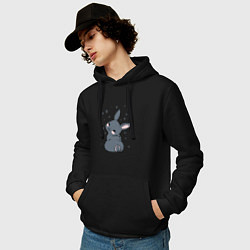 Толстовка-худи хлопковая мужская Черный кролик Пикачу, цвет: черный — фото 2