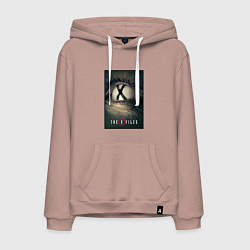 Толстовка-худи хлопковая мужская X - Files poster, цвет: пыльно-розовый