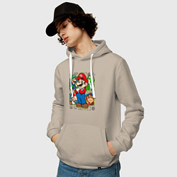 Толстовка-худи хлопковая мужская Супер Марио, цвет: миндальный — фото 2