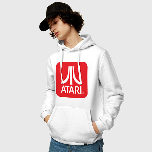 Мужская толстовка-худи Atari logo / Белый – фото 3