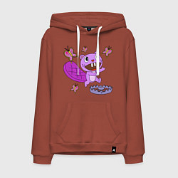 Толстовка-худи хлопковая мужская Toothy trap, цвет: кирпичный