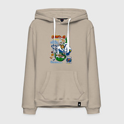 Толстовка-худи хлопковая мужская Червяк Джим, цвет: миндальный