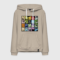 Толстовка-худи хлопковая мужская All happy three friends, цвет: миндальный