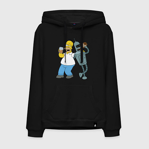 Мужская толстовка-худи Drunk Homer and Bender / Черный – фото 1