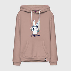 Толстовка-худи хлопковая мужская Gym bunny, цвет: пыльно-розовый