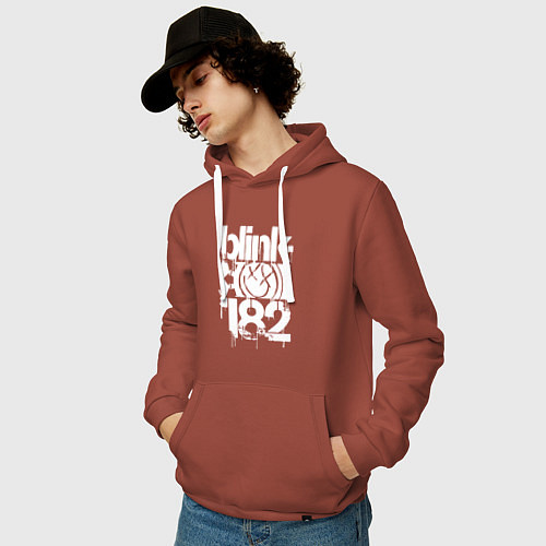 Мужская толстовка-худи Stencil white logo / Кирпичный – фото 3