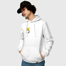 Толстовка-худи хлопковая мужская Пикачу в кармане арт, цвет: белый — фото 2