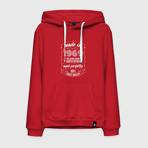 Мужская толстовка-худи Made in 1969 retro old school / Красный – фото 1