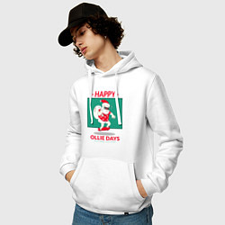 Толстовка-худи хлопковая мужская Happy ollie days and happy new tricks, цвет: белый — фото 2