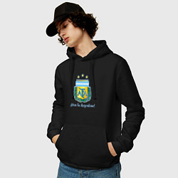 Толстовка-худи хлопковая мужская Эмблема федерации футбола Аргентины, цвет: черный — фото 2