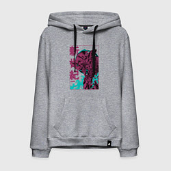 Толстовка-худи хлопковая мужская Евангелион eva-01 neon genesis, цвет: меланж