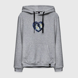 Толстовка-худи хлопковая мужская Влюбленные кролики космонавты, цвет: меланж