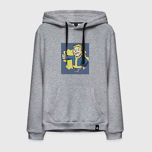 Мужская толстовка-худи Волт-Бой с пальцем вверх / Меланж – фото 1