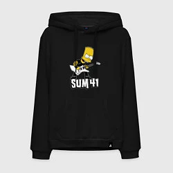 Толстовка-худи хлопковая мужская Sum41 Барт Симпсон рокер, цвет: черный