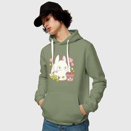 Мужская толстовка-худи Тоторо и цветок / Авокадо – фото 3