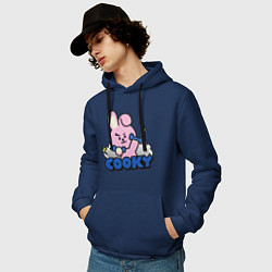 Толстовка-худи хлопковая мужская Cooky BT21 Jungkook, цвет: тёмно-синий — фото 2