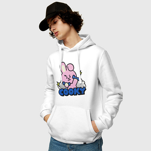 Мужская толстовка-худи Cooky BT21 Jungkook / Белый – фото 3