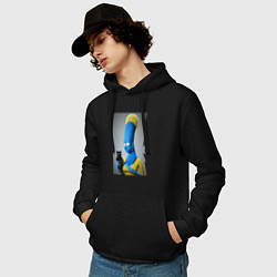 Толстовка-худи хлопковая мужская Marge Simpson and black cat - нейросеть - fantasy, цвет: черный — фото 2