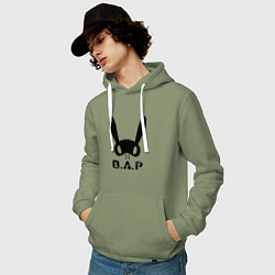 Толстовка-худи хлопковая мужская B A P big logo, цвет: авокадо — фото 2