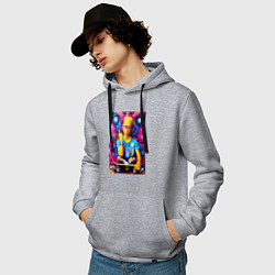 Толстовка-худи хлопковая мужская Барт Симпсон и скейтборд - нейросеть - граффити, цвет: меланж — фото 2