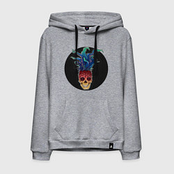 Толстовка-худи хлопковая мужская Ананасовый череп, цвет: меланж