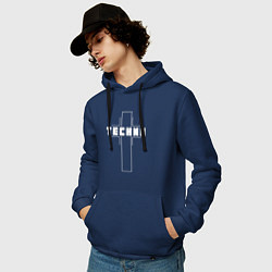 Толстовка-худи хлопковая мужская Techno крест, цвет: тёмно-синий — фото 2
