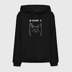 Толстовка-худи хлопковая мужская Megadeth rock cat, цвет: черный