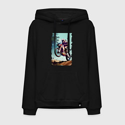 Толстовка-худи хлопковая мужская Мотокросс - экстрим, цвет: черный