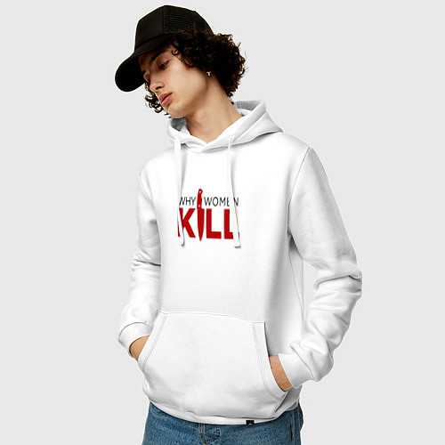 Мужская толстовка-худи Why Women Kill logo / Белый – фото 3