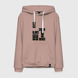 Толстовка-худи хлопковая мужская Тетрис блоки, цвет: пыльно-розовый