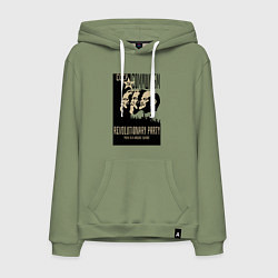 Толстовка-худи хлопковая мужская Ленин, Маркс и Энгельс, цвет: авокадо