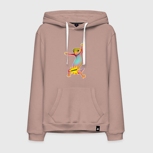 Мужская толстовка-худи Веселая ящерица цензура / Пыльно-розовый – фото 1