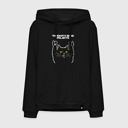 Толстовка-худи хлопковая мужская Twenty One Pilots rock cat, цвет: черный