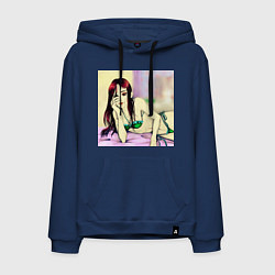 Толстовка-худи хлопковая мужская Уютная спальня, цвет: тёмно-синий