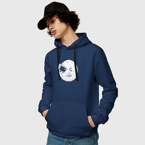 Мужская толстовка-худи Путешествие на Луну / Тёмно-синий – фото 3