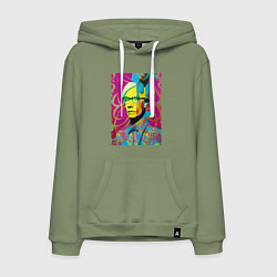 Толстовка-худи хлопковая мужская Andy Warhol - pop art, цвет: авокадо