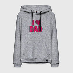 Толстовка-худи хлопковая мужская Я люблю папу, текст и сердце с надписью, цвет: меланж