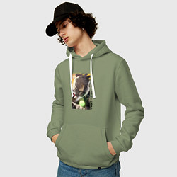 Толстовка-худи хлопковая мужская Взгляд Цзин Юаня, цвет: авокадо — фото 2