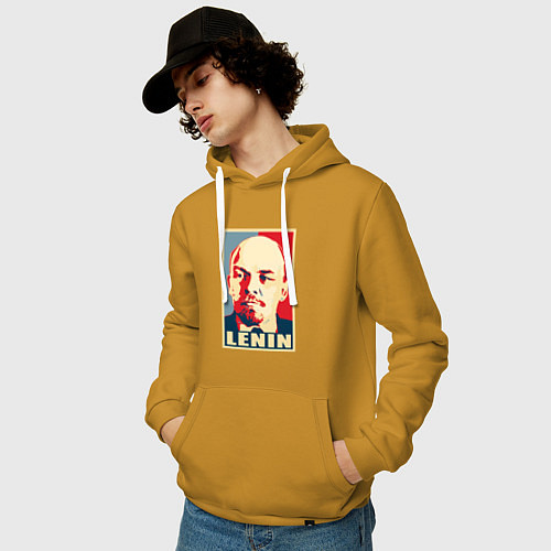 Мужская толстовка-худи Lenin / Горчичный – фото 3