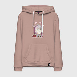 Толстовка-худи хлопковая мужская Mini Zero two, цвет: пыльно-розовый